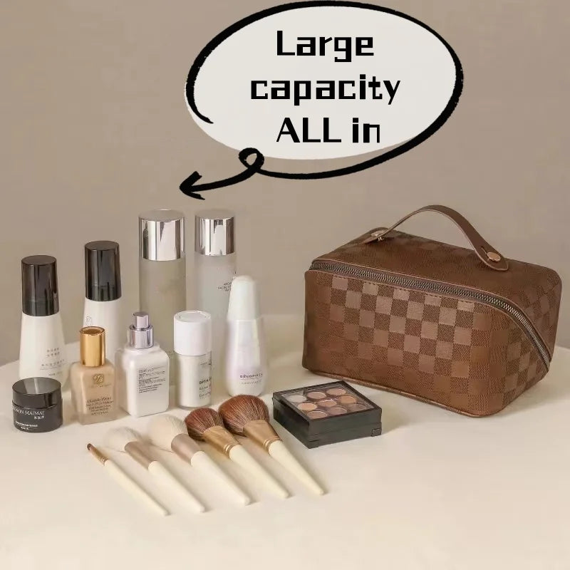 eyeTiff Leather Large Travel Makeup Bag